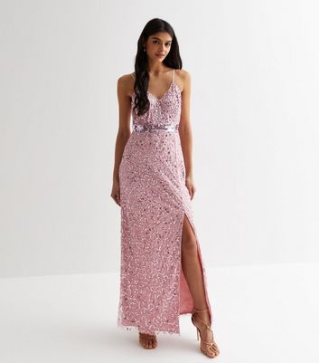 Gini London Pink Embellished Strappy Maxi Dress New Look