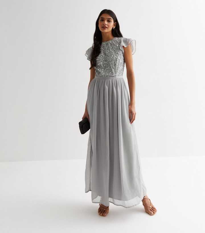 Gini London Grey Embellished Maxi Dress | New Look