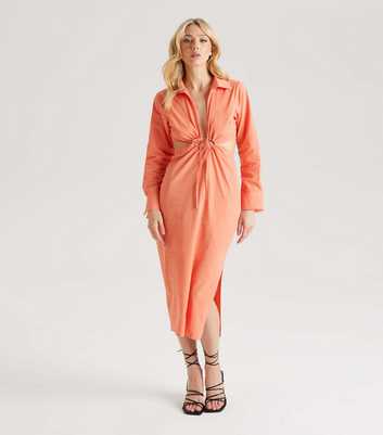 Urban Bliss Light Pink Cut Out Tie Front Midi Dress