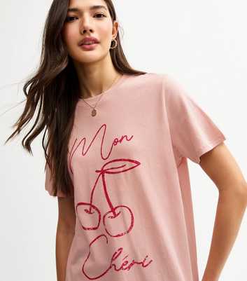 Pink Mon Cheri Print T-Shirt