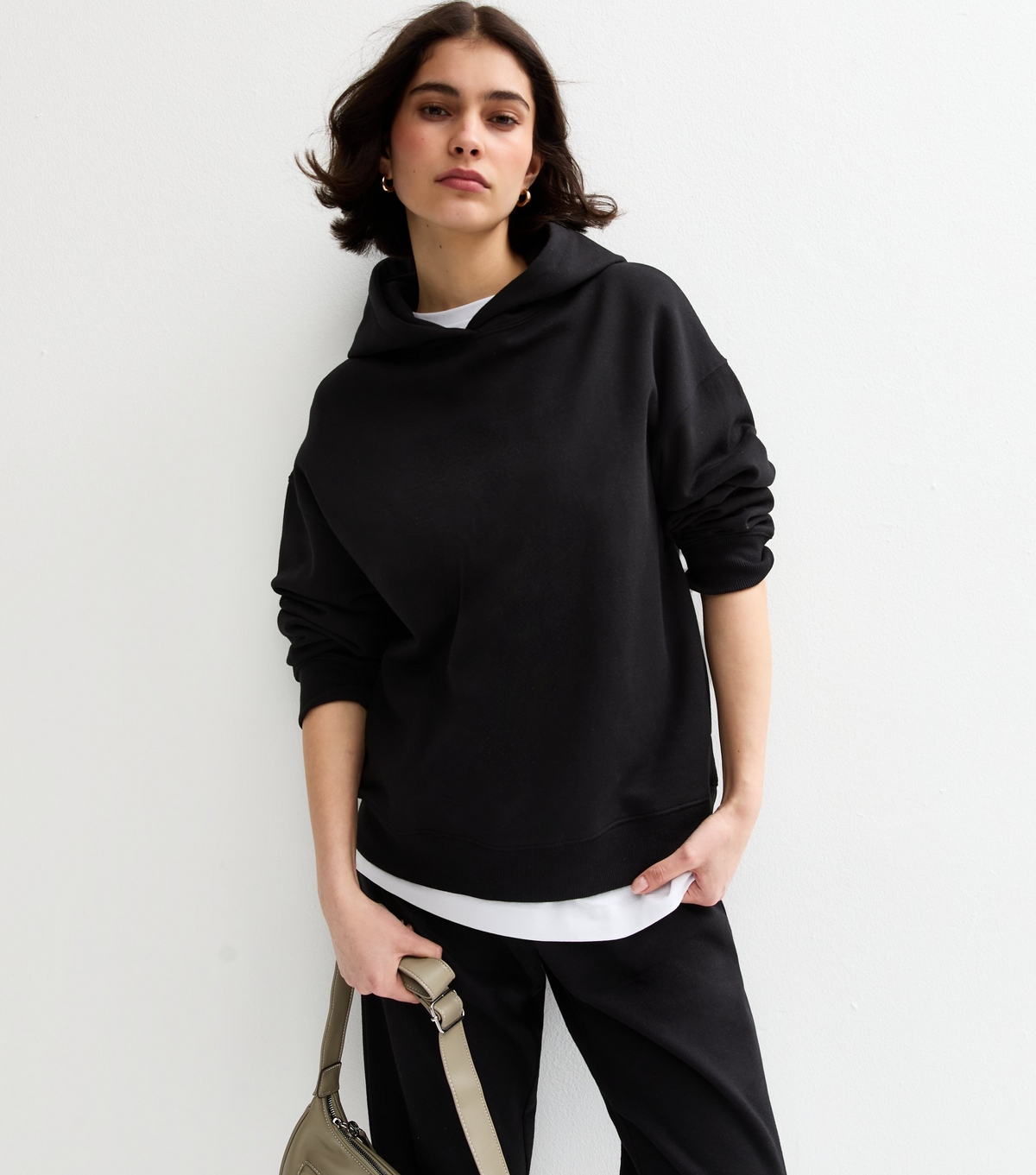 Women's Black Jersey Long Sleeve Hoodie New Look