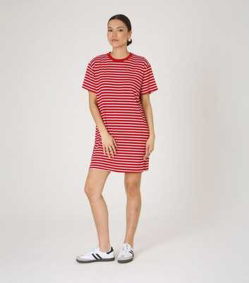 WKNDGIRL Red Striped Crew Neck Mini T-Shirt