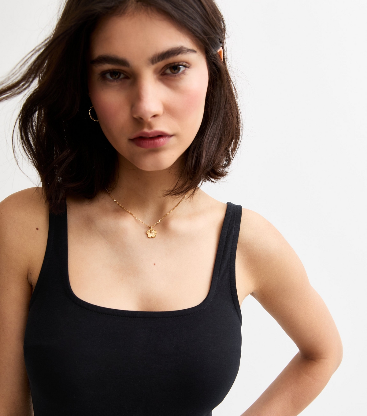 Women's Black Square Neck Vest Top New Look