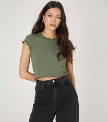 WKNDGIRL Green Ribbed Crop T-Shirt