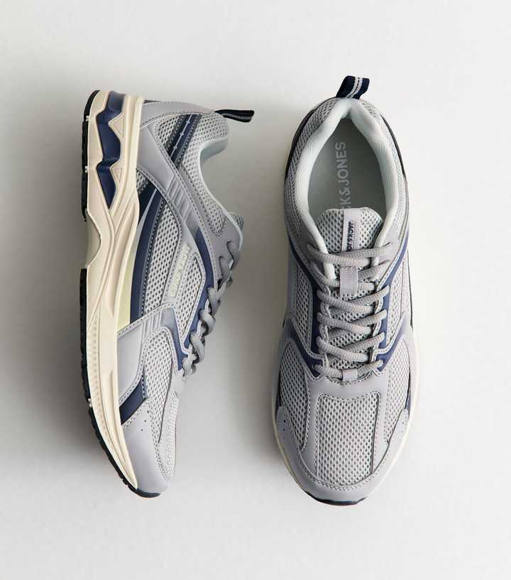 Jack & jones Grey Panelled Mesh Trainers