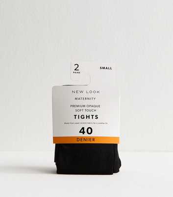 Premium Pack of 2 Maternity Black 40 Denier Tights