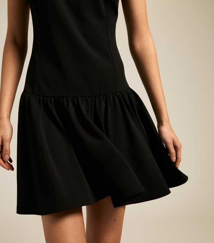 Black Dropped Waist Mini Dress