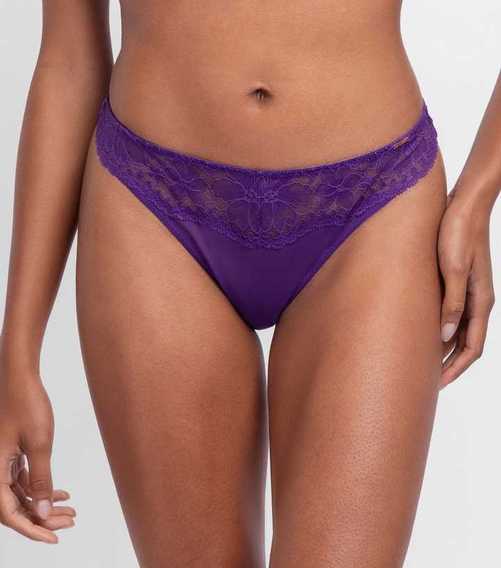 Dorina Purple Lace Trimmed Thong
