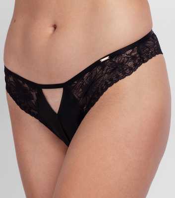 Dorina Black Lace Cut Out Thong
