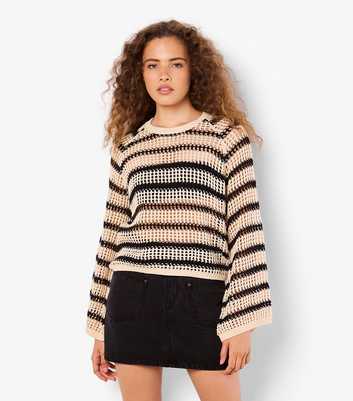 Apricot Cream Open Knit Bell Sleeve Jumper