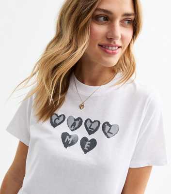 White Call Me Heart Print T-Shirt