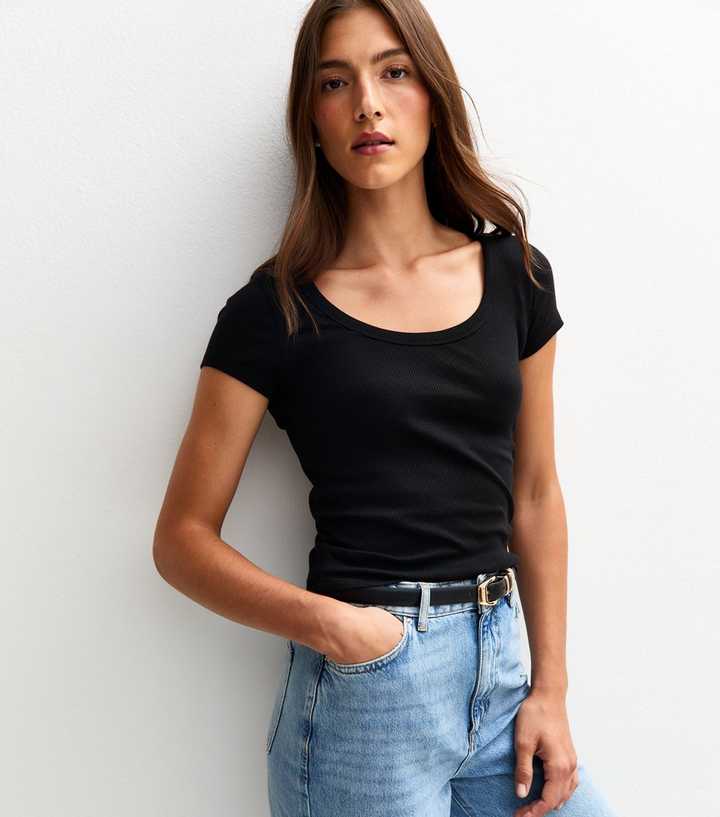 Florboom Women's Cold Shoulder Top – Scoop Neck Bell Sleeve Tee, Black, Size L