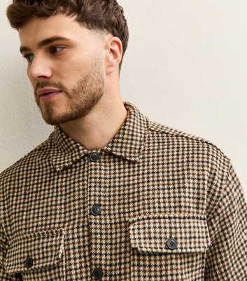 Jack & Jones Brown Check Long Sleeve Heavyweight Overshirt