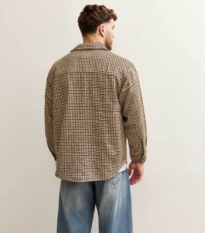 JACK & JONES PLUS SIZE geruit loose fit overshirt JPRROY Plus Size bruin