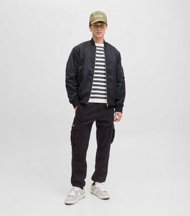 Jack & Jones Black Cuffed Cargo Trousers