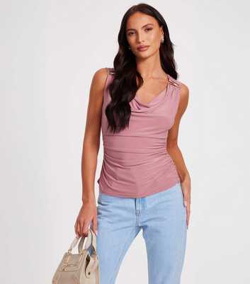 QUIZ Pink Cowl Neck Top