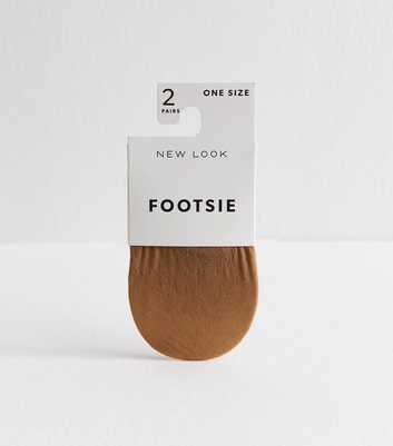 Pack of 2 Tan Sheer Footsie Socks