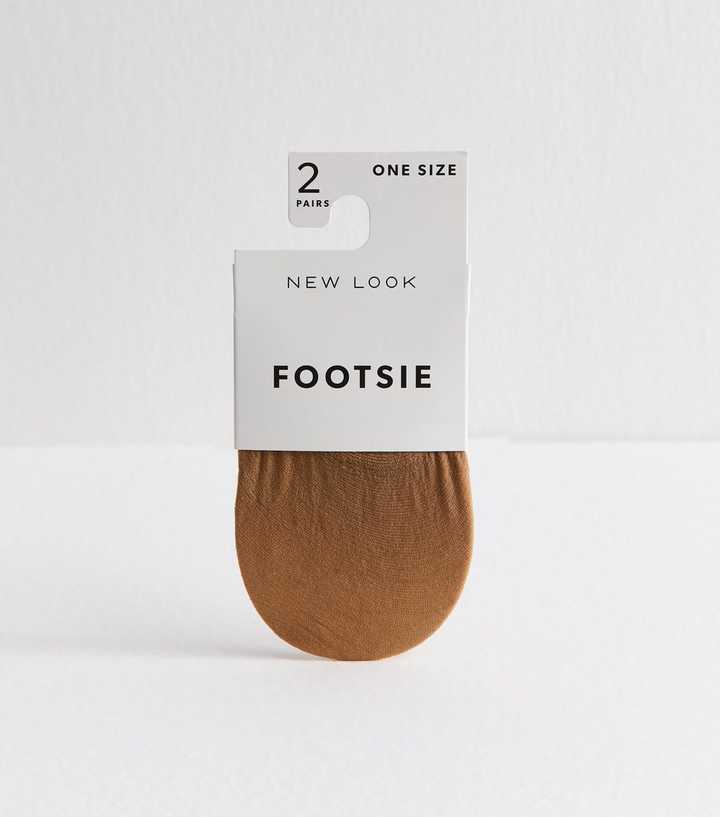 Pack of 2 Tan Sheer Footsie Socks