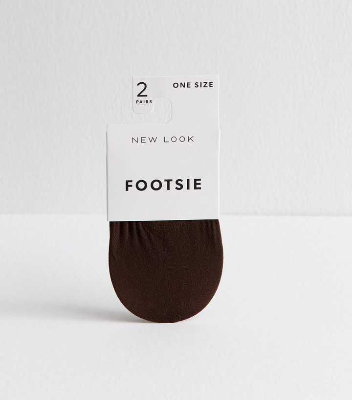 Pack of 2 Dark Brown Sheer Footsie Socks