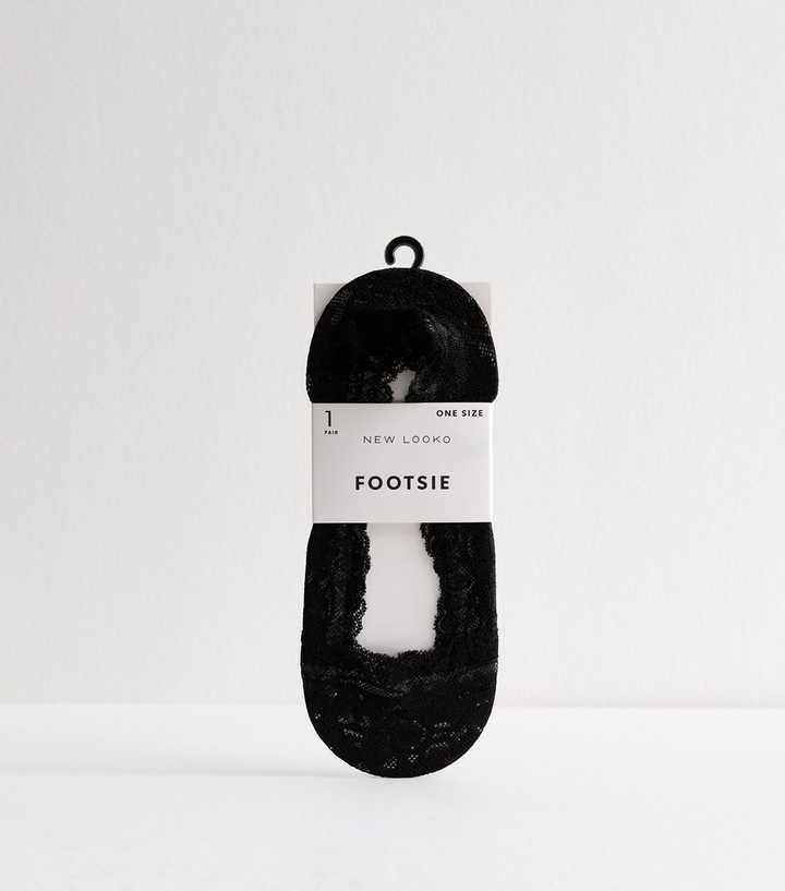 Black Lace Footsie Socks
