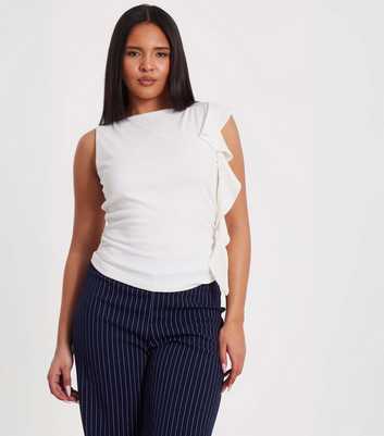 QUIZ Cream Frill Trim Sleeveless Top