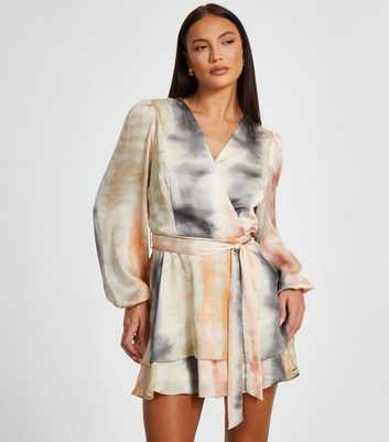 QUIZ Multicoloured Satin Mini Wrap Dress