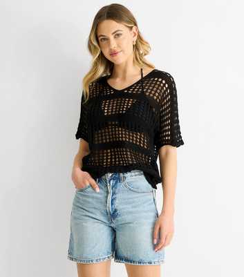 Gini London Black Crochet Top