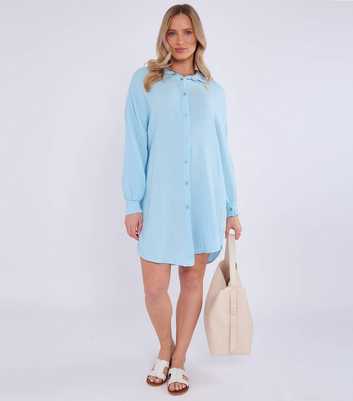 Gini London Blue Textured Oversized Shirt