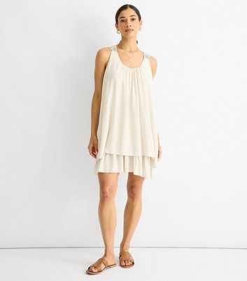 Gini London Cream Crochet Layered Mini Dress