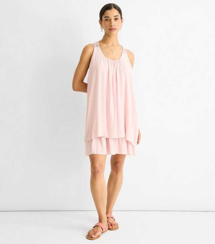 strapless open back dress Selah Light Pink Tiered Dress – Lena Layne main image 0