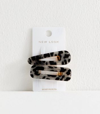 Pack of 2 Black Leopard Print Hair Slides
