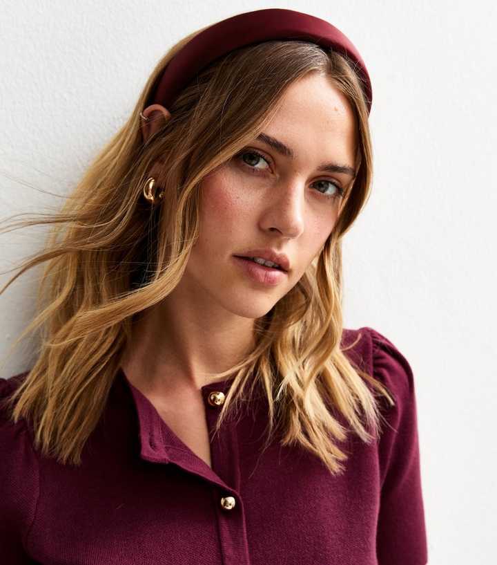 Burgundy Satin Padded Headband 