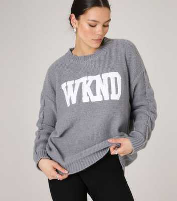 WKNDGIRL Grey Logo Jumper