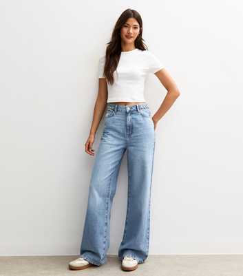 Light Blue Adalae Chain Trim Wide Leg Jeans