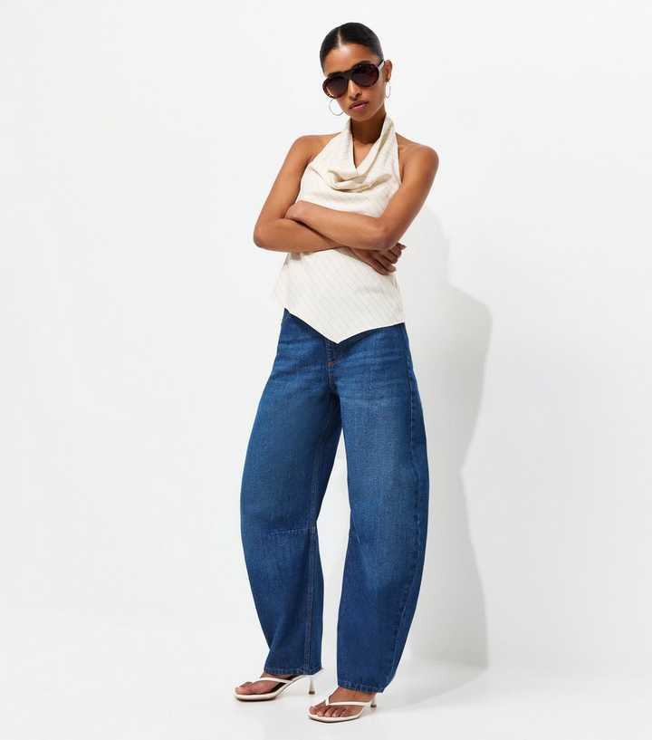 Blue Barrel Leg Jeans