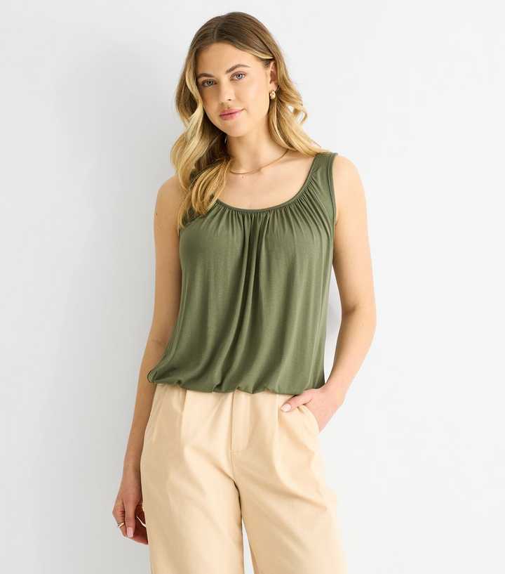 Gini London Khaki Oversized Vest Top