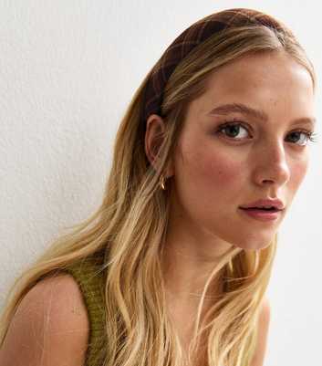 Brown Check Padded Headband