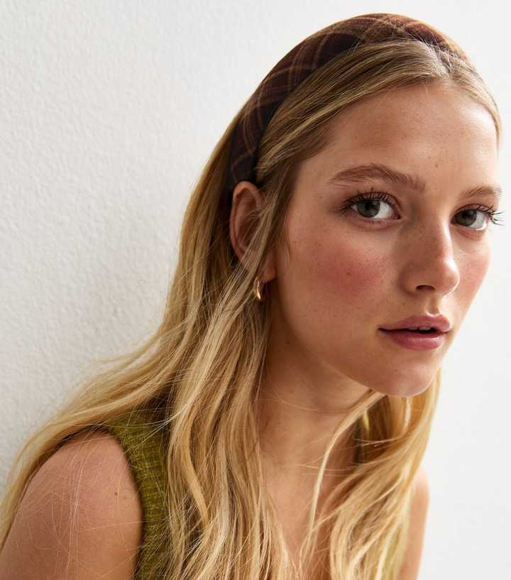 Brown Check Padded Headband
