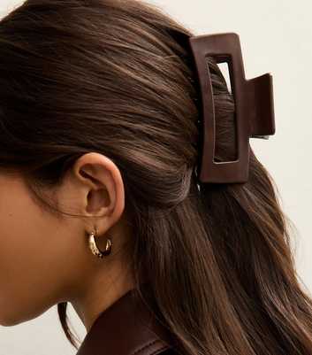 Brown Shiny Rectangular Hair Clip