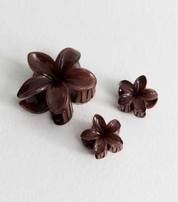 Pack of 3 Brown Ombre Flower Hair Clips