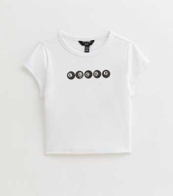 Girls White Lucky Snooker Ball Print T-Shirt