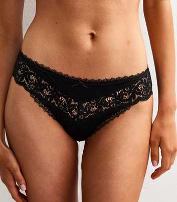 Black V Lace Front Brazilian Briefs