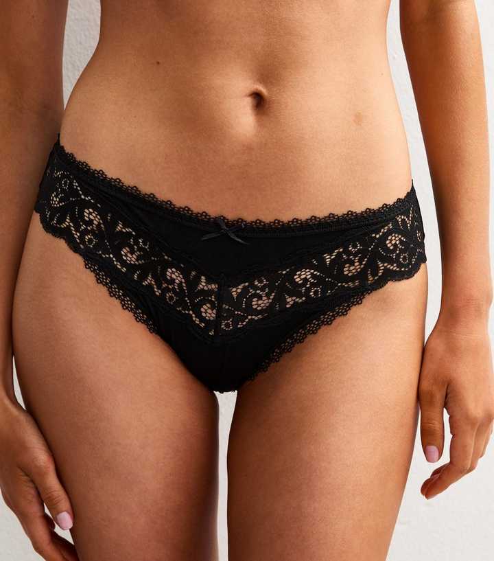 Black V Lace Front Brazilian Briefs