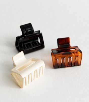 Pack of 3 Dark Brown Rectangle Shiny Bulldog Hair Clips