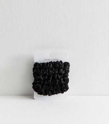 Pack of 6 Black Mini Satin Scrunchies 