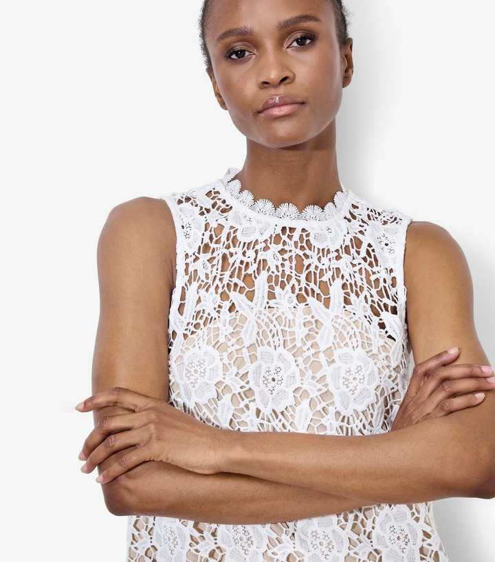 Apricot White Lace Shift Dress | New Look