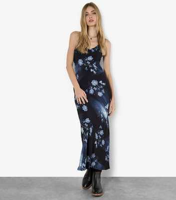 Apricot Navy Floral Slip Midi Dress