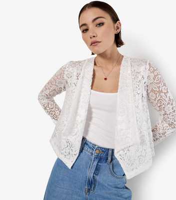 Apricot White Lace Blazer