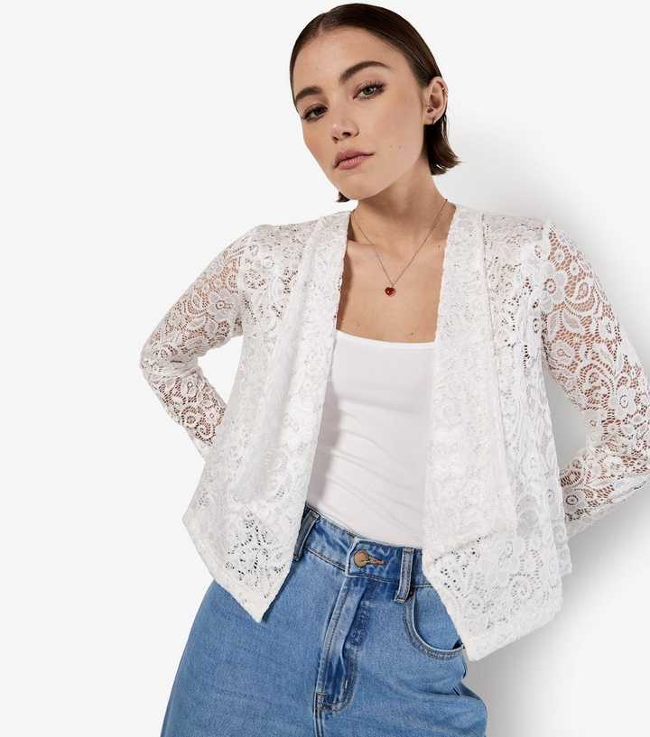 Apricot White Lace Blazer