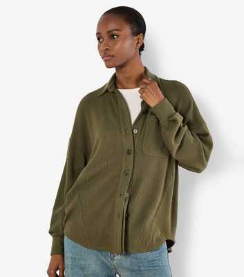 Apricot Dark Khaki Oversized Waffle Shirt